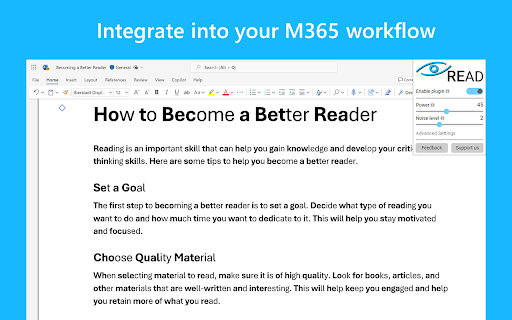 Eye Read: Reading Assistant  from Chrome web store to be run with OffiDocs Chromium online