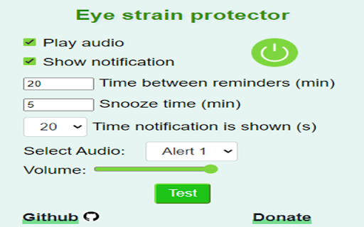 Eye strain protector  from Chrome web store to be run with OffiDocs Chromium online