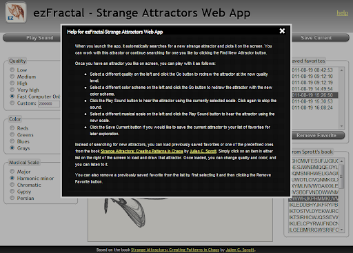 ezFractal Strange Attractors App  from Chrome web store to be run with OffiDocs Chromium online