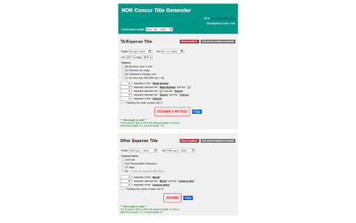EZTool: NOK Concur Title Generator  from Chrome web store to be run with OffiDocs Chromium online