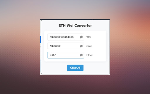 EzWei ETH Wei Converter  from Chrome web store to be run with OffiDocs Chromium online