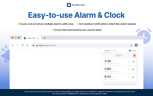 Ezy Alarm Clock  from Chrome web store to be run with OffiDocs Chromium online