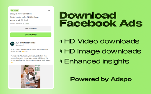 Facebook Ad Library Downloader  from Chrome web store to be run with OffiDocs Chromium online