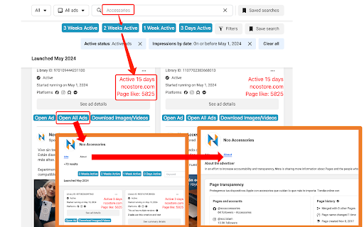 Facebook Ad Library Insights Filter ADs,Download HD Videos  from Chrome web store to be run with OffiDocs Chromium online