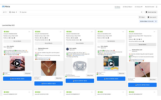 Facebook Ad Library Saver  from Chrome web store to be run with OffiDocs Chromium online