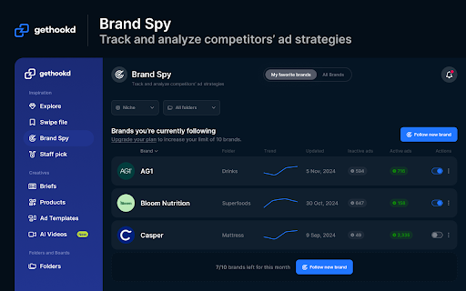 Facebook Ads Library TikTok Save ads GetHookd.AI  from Chrome web store to be run with OffiDocs Chromium online