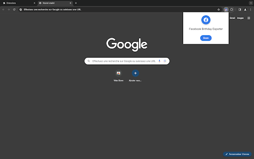 Facebook birthdays exporter  from Chrome web store to be run with OffiDocs Chromium online