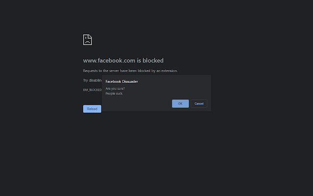 Facebook Dissuader  from Chrome web store to be run with OffiDocs Chromium online