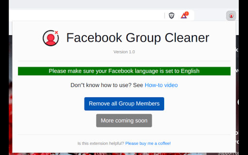 Facebook Group Cleaner  from Chrome web store to be run with OffiDocs Chromium online