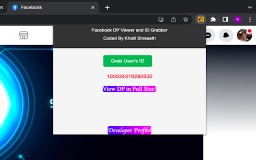 Facebook ID grabber  Picture in full size  from Chrome web store to be run with OffiDocs Chromium online