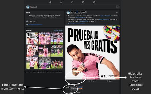 Facebook Likes  Reactions Hider  from Chrome web store to be run with OffiDocs Chromium online