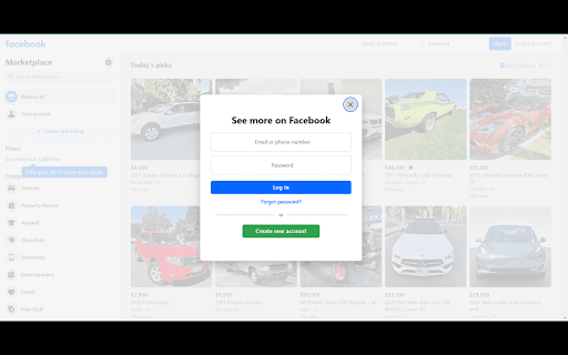 Facebook Marketplace Login Remover  from Chrome web store to be run with OffiDocs Chromium online