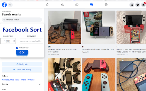 Facebook Sort  from Chrome web store to be run with OffiDocs Chromium online