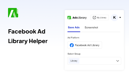 Facebook, TikTok Ad Library Helper  from Chrome web store to be run with OffiDocs Chromium online