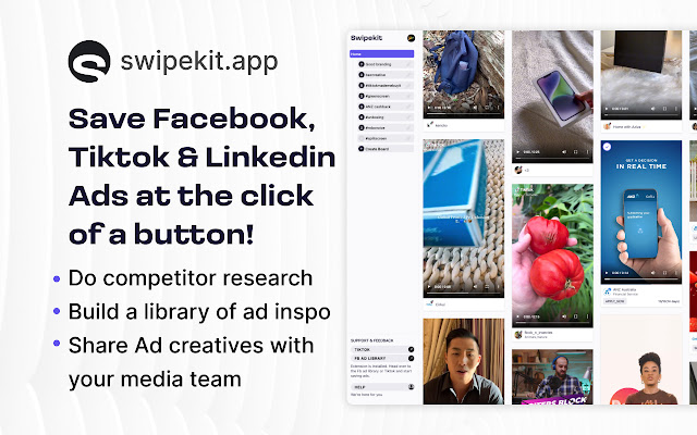 Facebook, Tiktok  Linkedin Ad downloader  from Chrome web store to be run with OffiDocs Chromium online