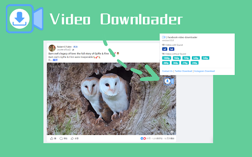 Facebook video downloader VidSaver.io  from Chrome web store to be run with OffiDocs Chromium online
