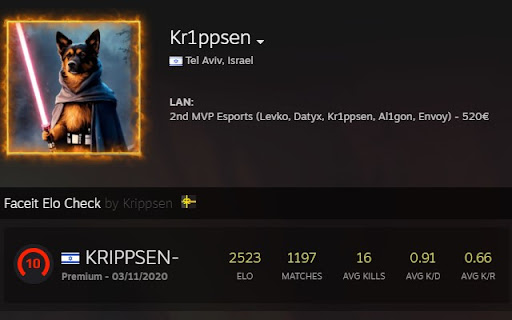 Faceit Elo Checker Krippsen  from Chrome web store to be run with OffiDocs Chromium online