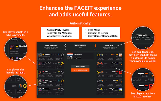 FACEIT Enhancer  from Chrome web store to be run with OffiDocs Chromium online
