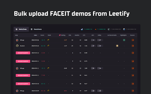 FACEIT to Leetify Demo Uploader by CSNADES.gg  from Chrome web store to be run with OffiDocs Chromium online