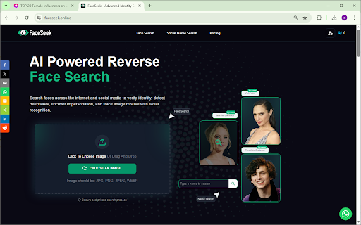 FaceSeek.online Reverse Image Search  from Chrome web store to be run with OffiDocs Chromium online