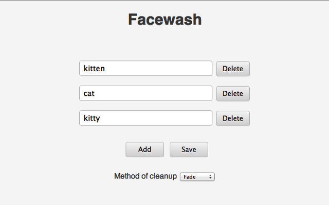 Facewash  from Chrome web store to be run with OffiDocs Chromium online