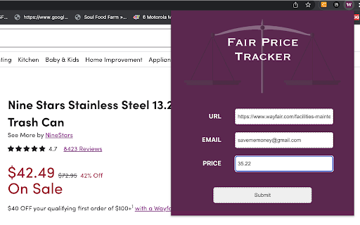 Fair Price Tracker  from Chrome web store to be run with OffiDocs Chromium online