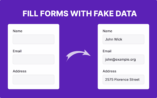 Fake Name Generator  from Chrome web store to be run with OffiDocs Chromium online