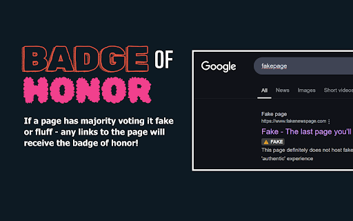 Fake or Fluff? Vote on articles, news and videos.  from Chrome web store to be run with OffiDocs Chromium online