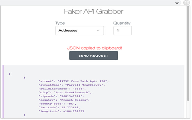 Faker API Grabber  from Chrome web store to be run with OffiDocs Chromium online