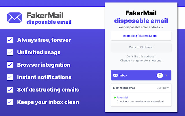 FakerMail Unlimited Disposable Email  from Chrome web store to be run with OffiDocs Chromium online