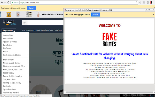Fake Routes  from Chrome web store to be run with OffiDocs Chromium online