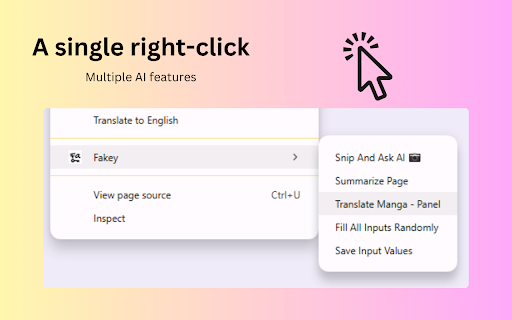 Fakey Manga Translator, Quiz Assistant and More!  from Chrome web store to be run with OffiDocs Chromium online