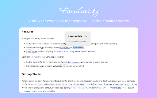 Familiarity  from Chrome web store to be run with OffiDocs Chromium online