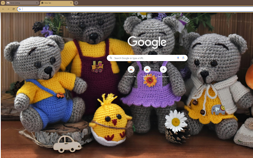 family of small knitted bears made of yarn  from Chrome web store to be run with OffiDocs Chromium online