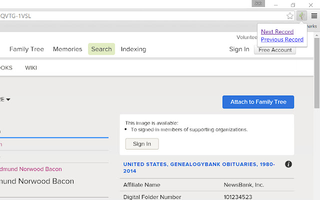 FamilySearch Tools  from Chrome web store to be run with OffiDocs Chromium online