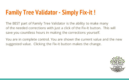 Family Tree Validator  from Chrome web store to be run with OffiDocs Chromium online