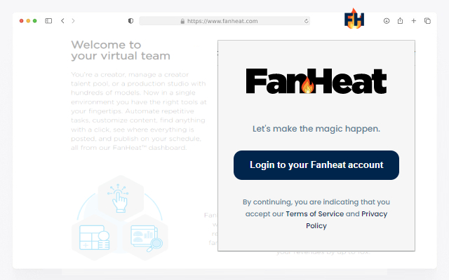 Fanheat Connect  from Chrome web store to be run with OffiDocs Chromium online