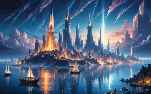 Fantasy landscape with magical castle  from Chrome web store to be run with OffiDocs Chromium online