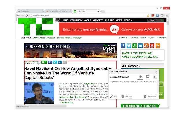 Fantom Blocker  from Chrome web store to be run with OffiDocs Chromium online