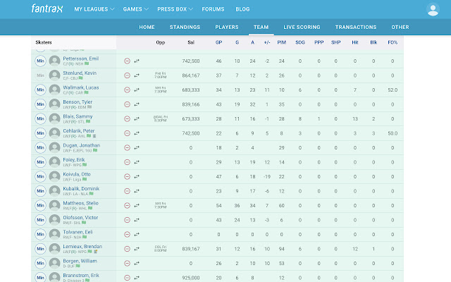 FanTrax Expanded Player Stats  from Chrome web store to be run with OffiDocs Chromium online