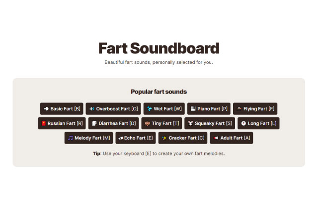 Fartsound.com Fart Soundboard  from Chrome web store to be run with OffiDocs Chromium online