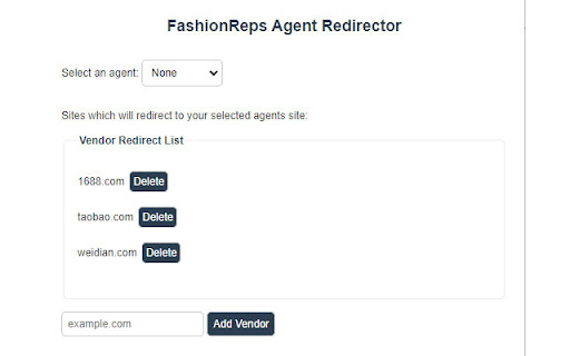 FashionReps Agent Redirector  from Chrome web store to be run with OffiDocs Chromium online