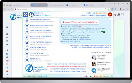 Fast Ads Check by ffb.vn  from Chrome web store to be run with OffiDocs Chromium online
