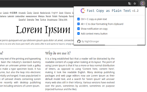 Fast Copy as Plain Text  from Chrome web store to be run with OffiDocs Chromium online
