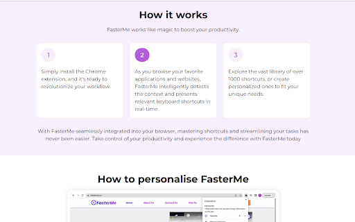 FasterMe  from Chrome web store to be run with OffiDocs Chromium online