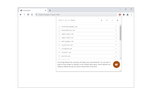 Fast Image Blocker  from Chrome web store to be run with OffiDocs Chromium online