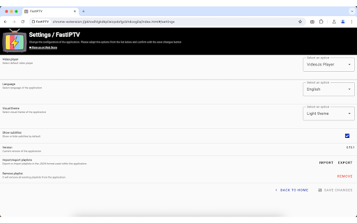 Fast IPTV  from Chrome web store to be run with OffiDocs Chromium online