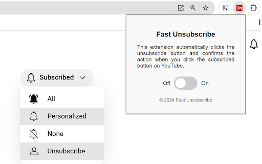 Fast Unsubscribe  from Chrome web store to be run with OffiDocs Chromium online