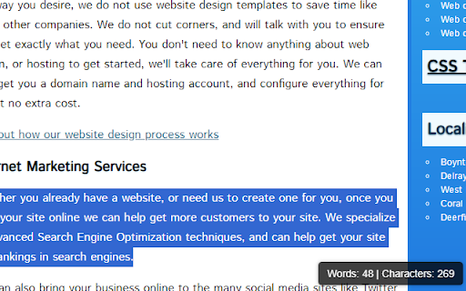 Fast Word and Character Count on Selection  from Chrome web store to be run with OffiDocs Chromium online