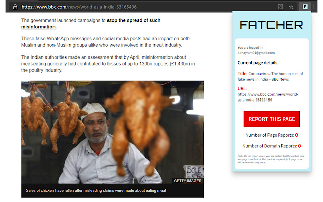 Fatcher Report Fake News  from Chrome web store to be run with OffiDocs Chromium online